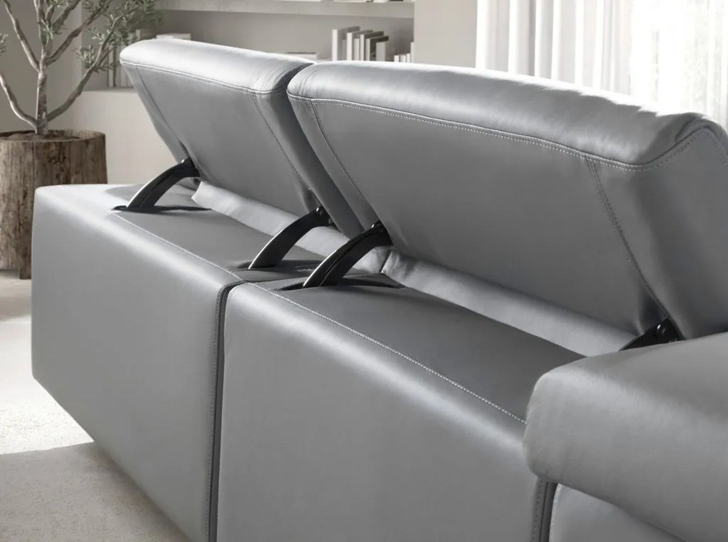 Coltar 5 locuri, Functia Relax, Sezlong Stanga, Cowhide gri