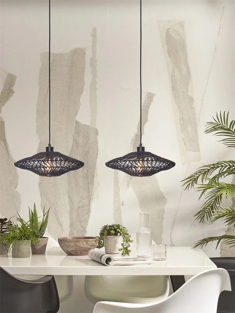 Lustra/Pendul eco din ratan Zanzibar flat 40cm S, bl