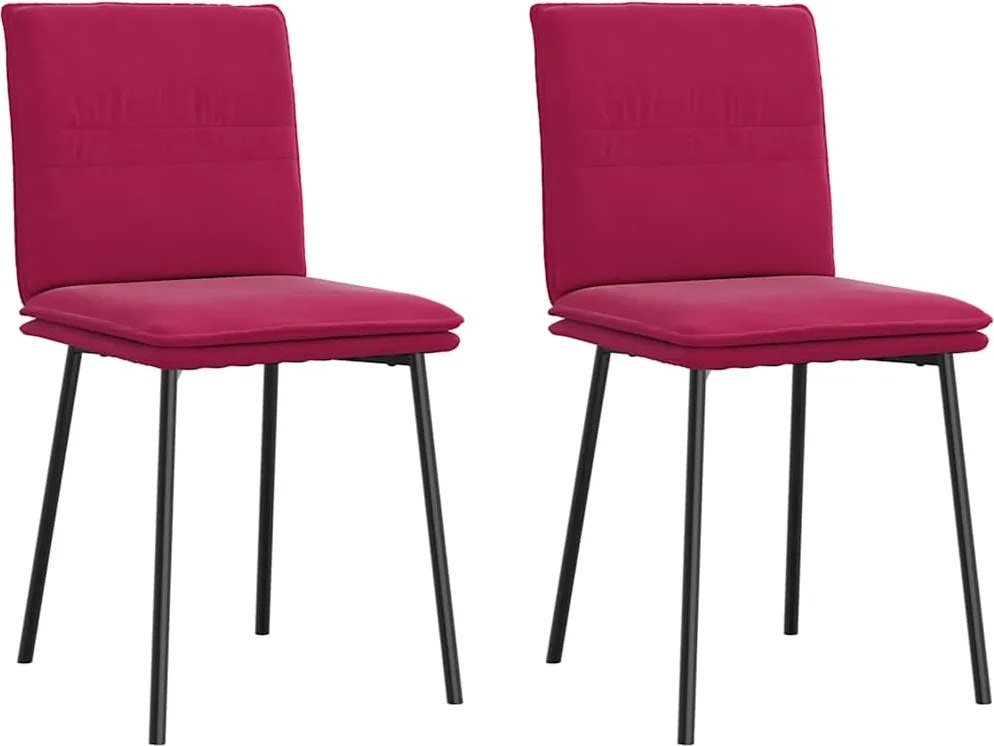 vidaXL Scaune de bucătărie, 2 buc., roșu vin, catifea