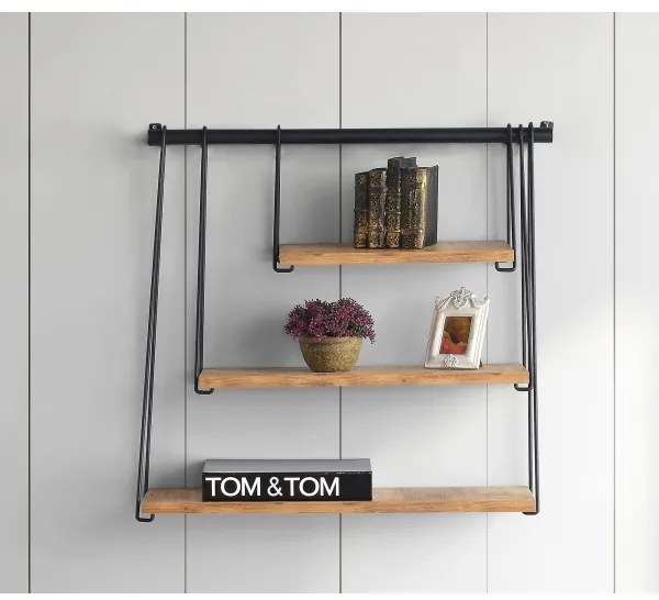 Etajeră de perete ZIHON 63,5x60 cm neagră/maro