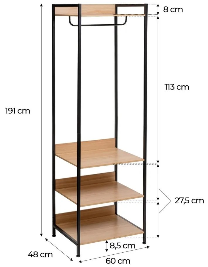 Șifonier în culoare naturală deschis 60x190x48 cm Armarios – Casa Selección