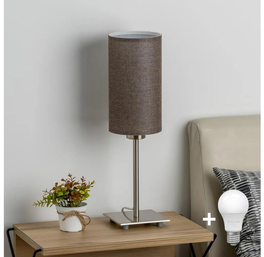 Lampă LED de masă Eglo TUNJA 1xE27/60W/230V 26,5 cm crom mat/maro