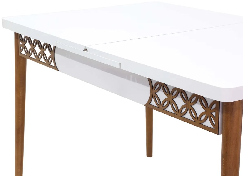 Set masa extensibila cu model 80 x 130/170 cm cu 6 scaune, culoare crem