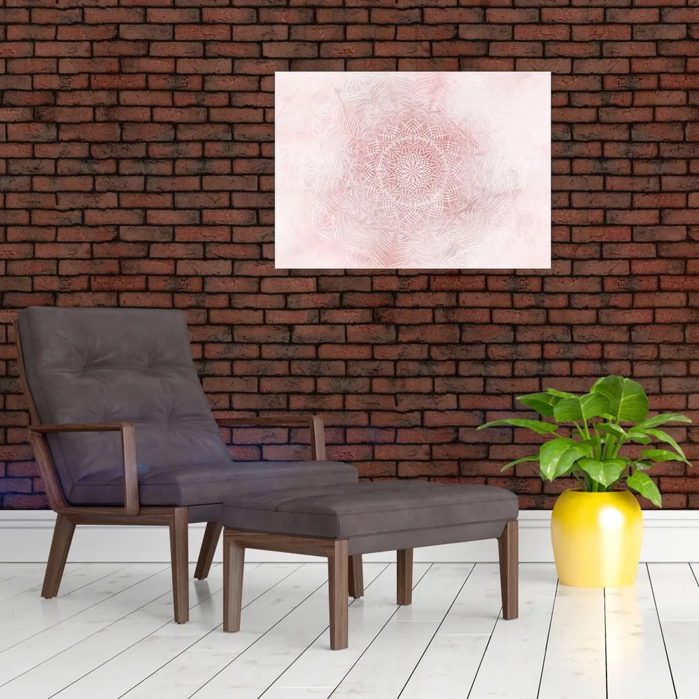 Tablou pe sticlă - Mandala roz (70x50 cm)