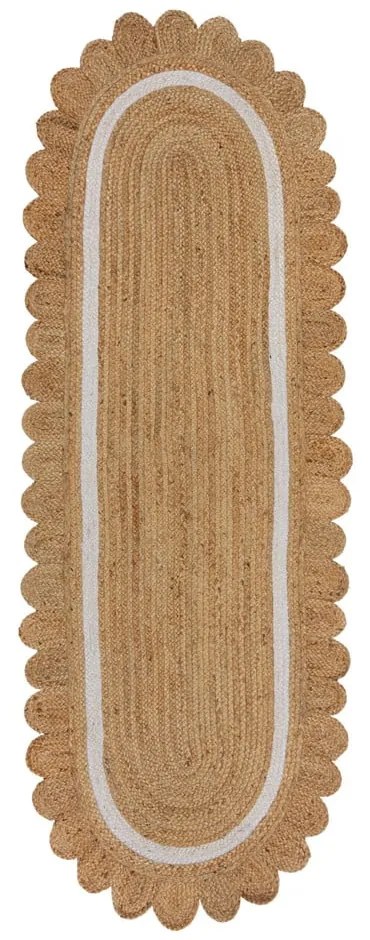 Covor tip traversă în culoare naturală/fildeș țesut manual din iută 80x230 cm Grace White – Flair Rugs