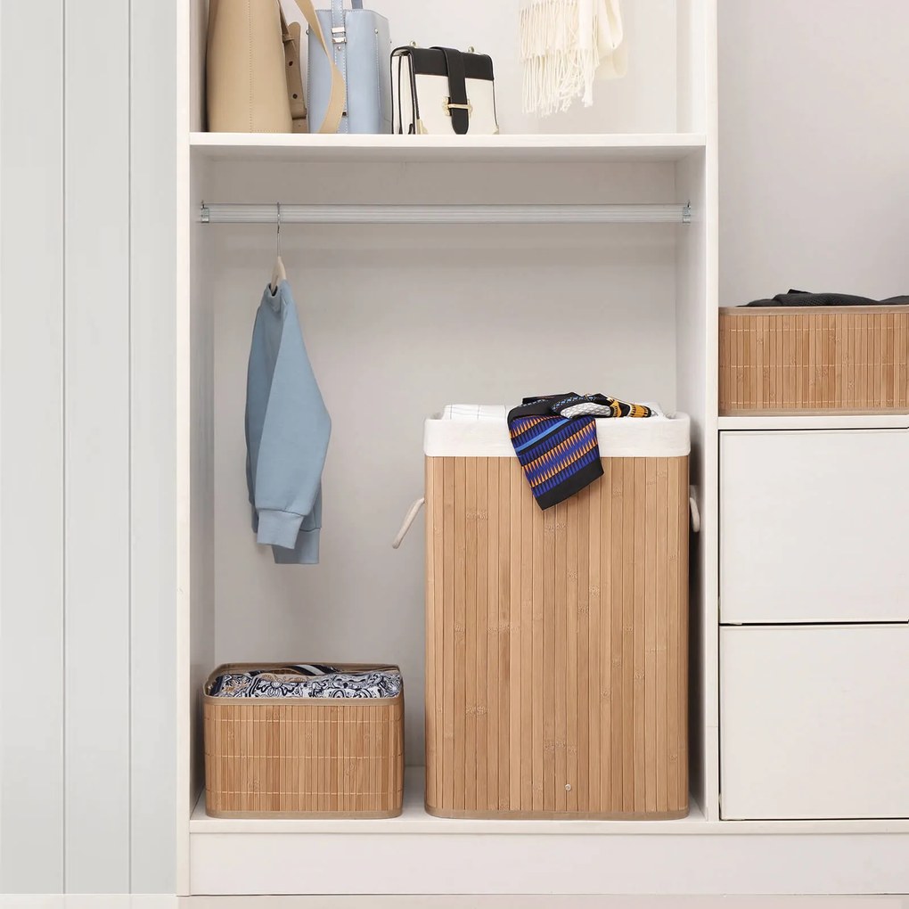 Coș de rufe de bambus DORA, 72L, maro natural SongmicsHome