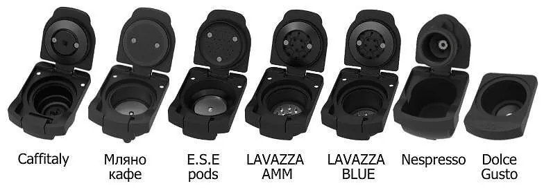 Espressor cu capsule 7in1 Crown CCM-1531W, 1400 W, 20 bar, 0.9 L, 7 adaptoare, Indicatoare LED, Controlul lungimii cafelei, Alb/Negru