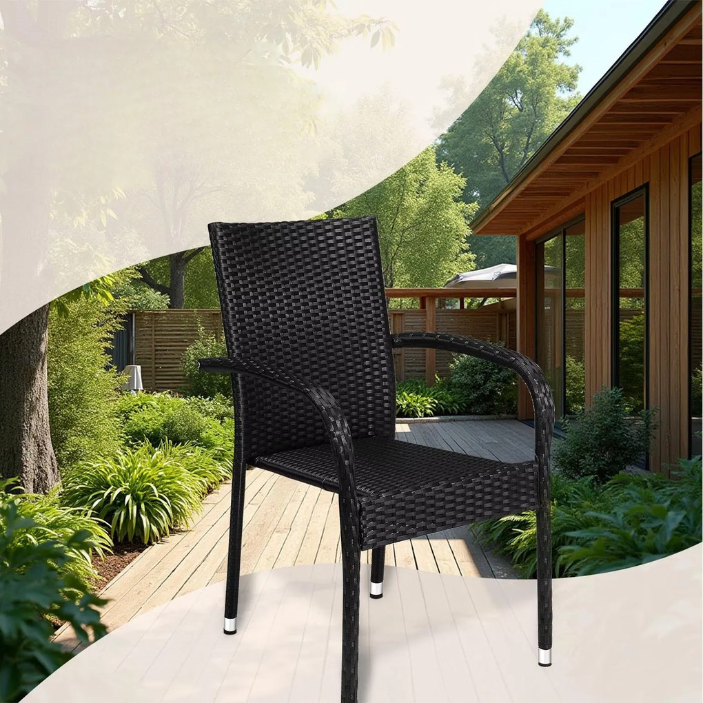 Deuba Scaune de ratan Comfort 4 buc - negru