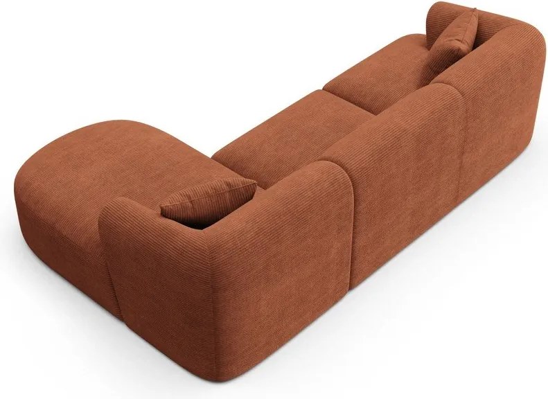 Colțar teracotă cu tapițerie din catifea reiată (cu colț pe partea dreaptă/cu șezlong) Campi – Cosmopolitan Design