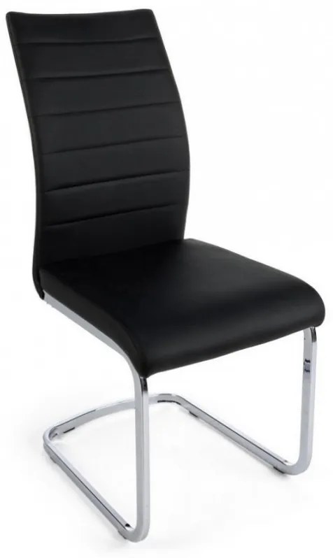 Scaun dining negru din piele ecologica si metal, Myra Bizzotto