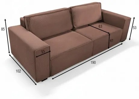 Canapea extensibilă RONDA, 3 locuri, cu spațiu de depozitare, roșie