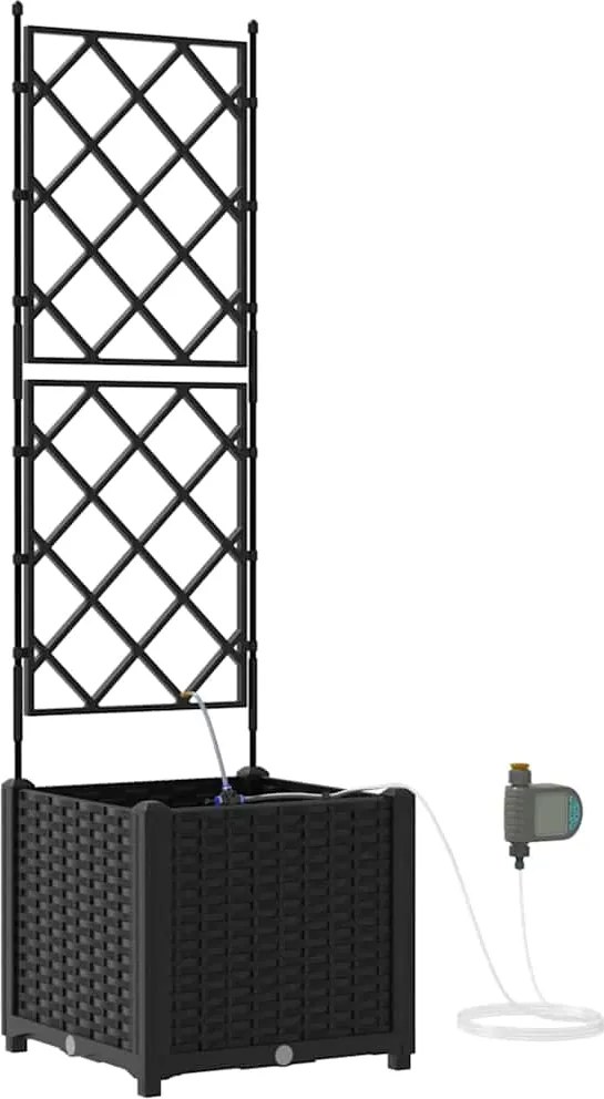 vidaXL Vază pentru Grădină Negru 40 x 40 x 142 cm Oțel