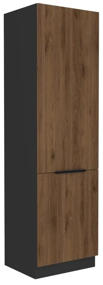 Dulap bucătărie pentru frigider încorporat Monzesa 60 LO 210 2F (nuc okapi + negru) . 1096970