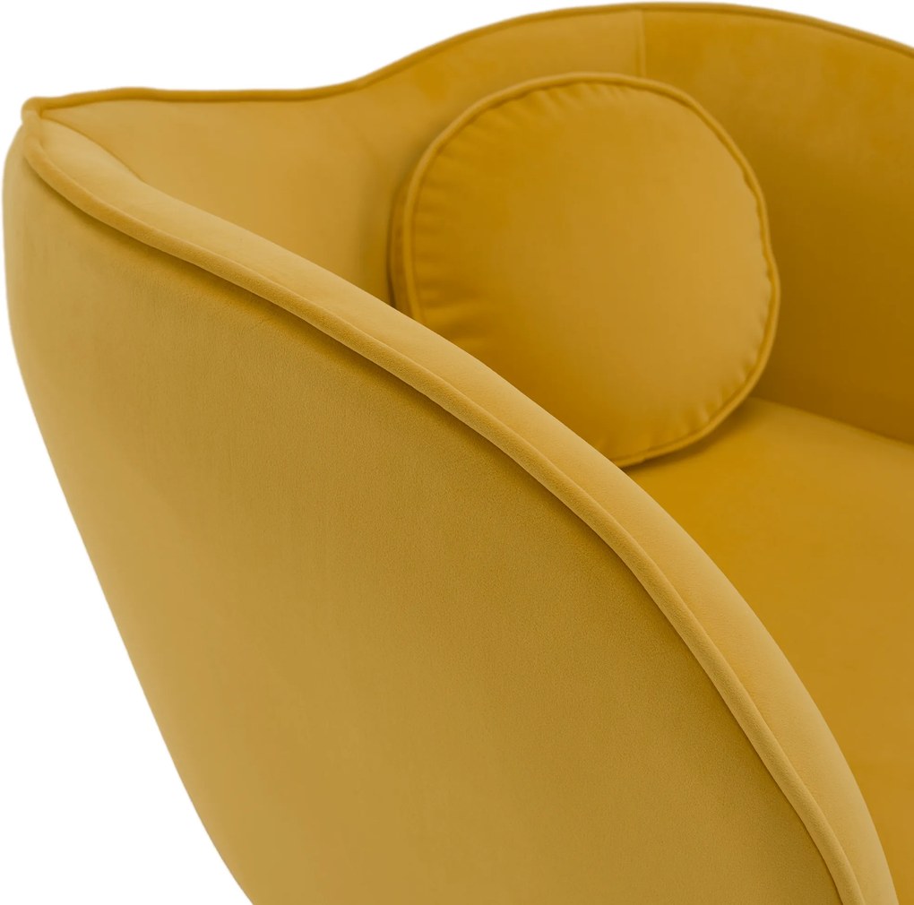Fotoliu de design, ţesătură Velvet galbenă/gold crom auriu, EZIO