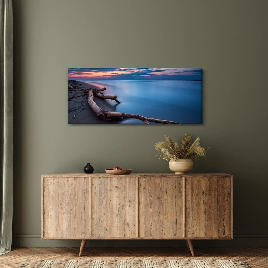 Tablou cu plaja în apus de soare (120x50 cm)