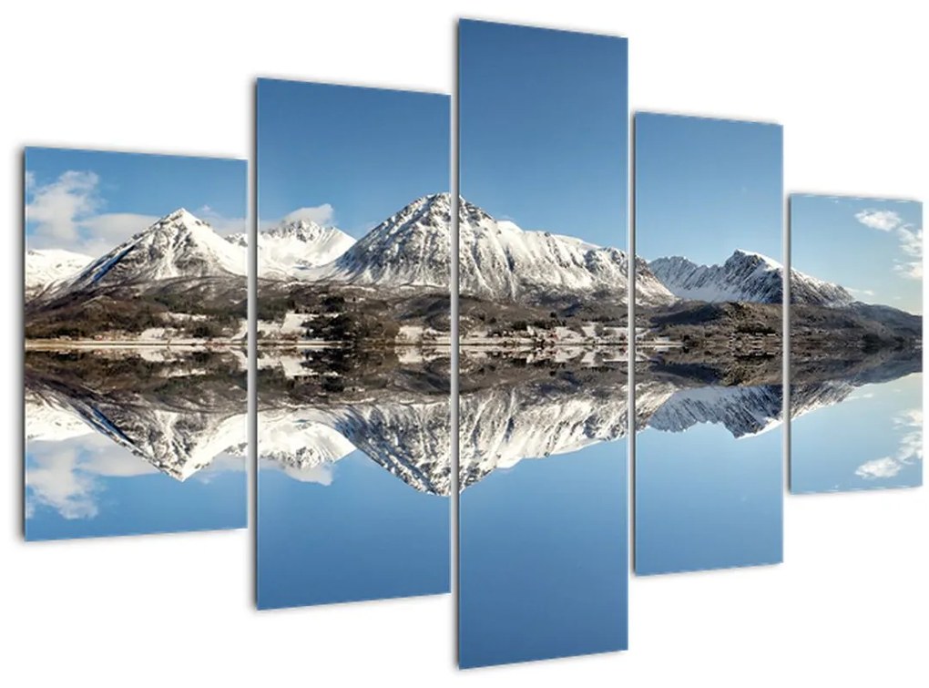 Tablou cu munți și reflectarea lor (150x105 cm)