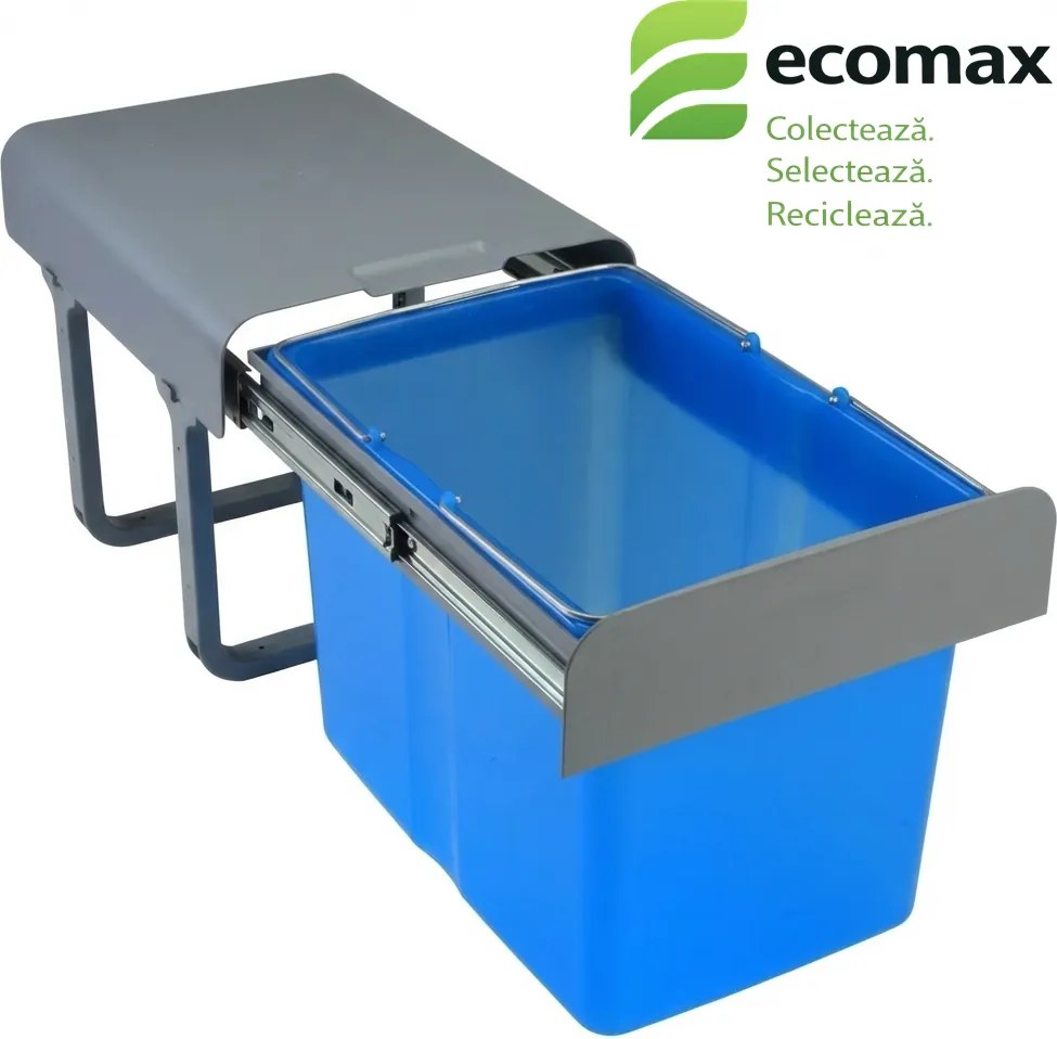 Coș gunoi încorporabil Ekko 40 Ecomax, cu extragere totală, 1 x 34 l Polipropilenă cu fibră de sticlă, A:473 mm; H:365 mm; L:355 mm, 400 mm