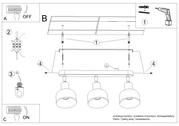 Spot Sollux SL.1318 ELBA 3xE27/15W/230V negru