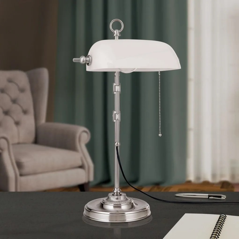 Veioza/Lampa de masa stil clasic HARVARD H-53cm satin/alb