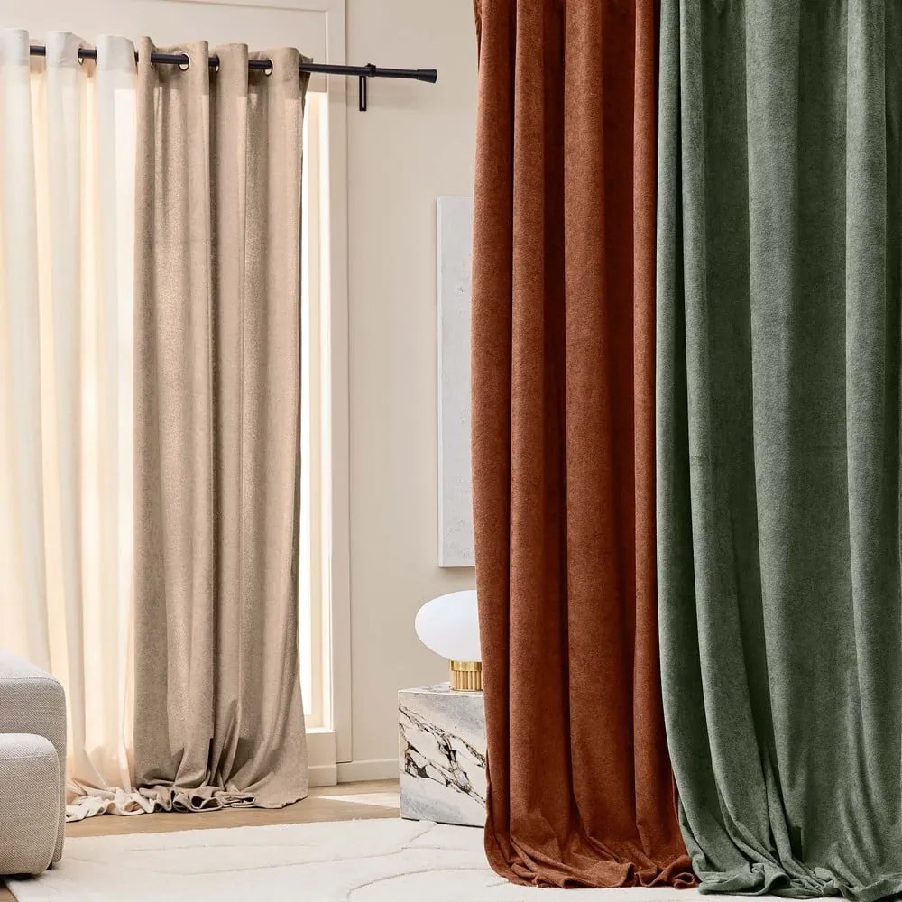 Draperie teracotă din material bouclé 140x260 cm Winona – douceur d'intérieur