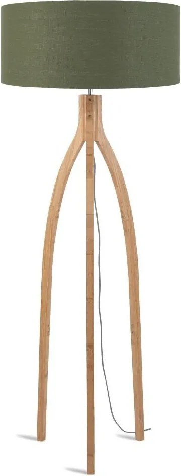 Lampadar cu trepied, realizat din materiale naturale, durabile si ecologice, Annapurna verde