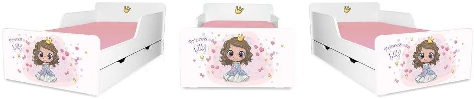 Pat copii Printesa Lilly 2-12 ani cu sertar