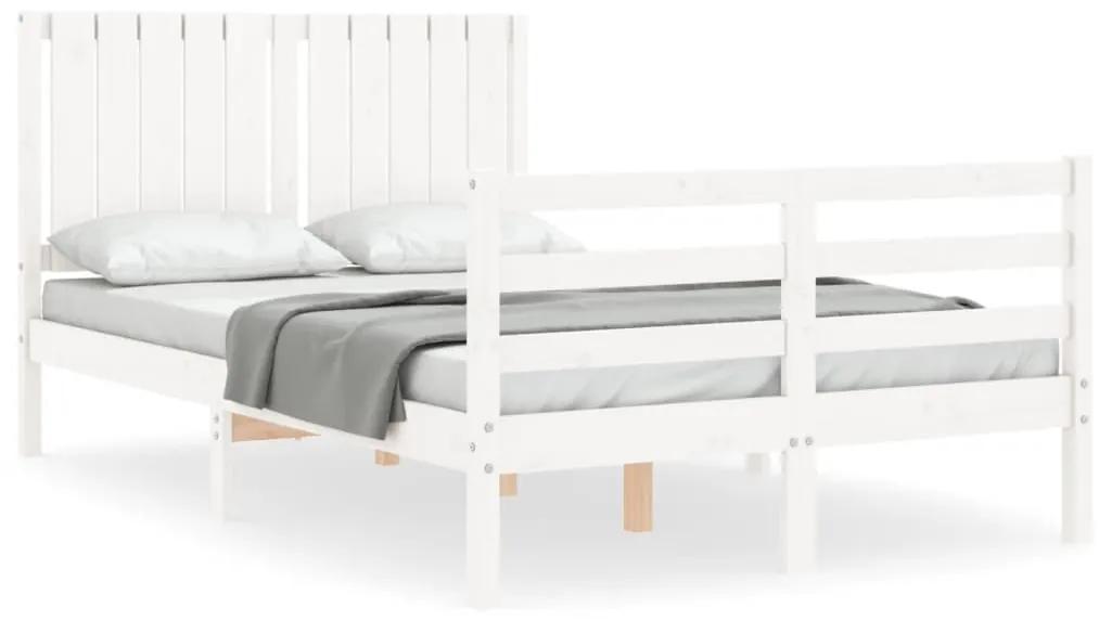 3194762 vidaXL Cadru de pat cu tăblie, alb, 120x200 cm, lemn masiv
