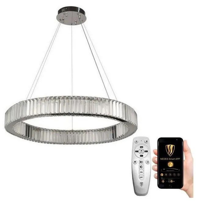 Lustră LED dimabilă pe cablu LED/50W/230V 3000-6500K crom + telecomandă