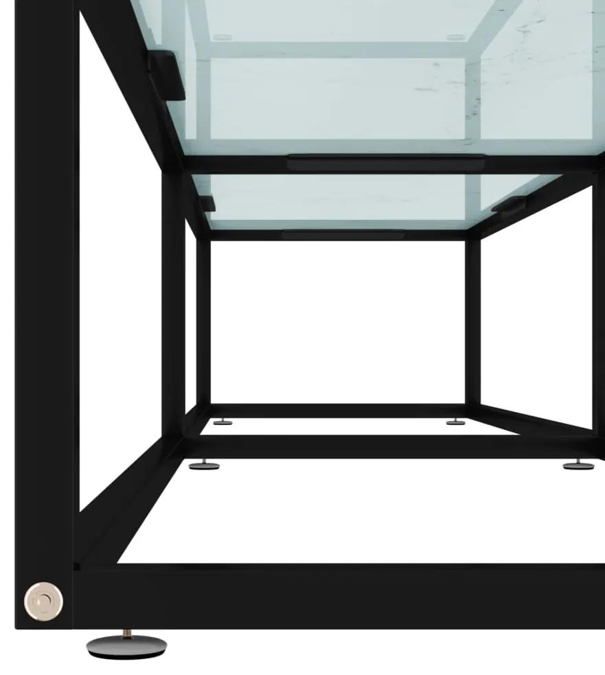 Comoda TV, marmura alba, 180x40x40,5 cm, sticla securizata 1, negru si alb marmorat, 180 x 40 x 40.5 cm