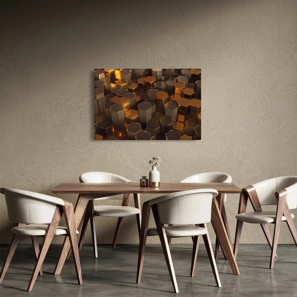 Tablou - Hexagoane de bronz (90x60 cm)