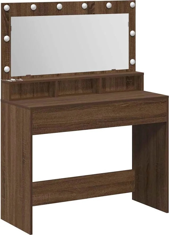 vidaXL Masă de Machiaj Stejar închis 100 x 41 x 135 cm Lemn compozit