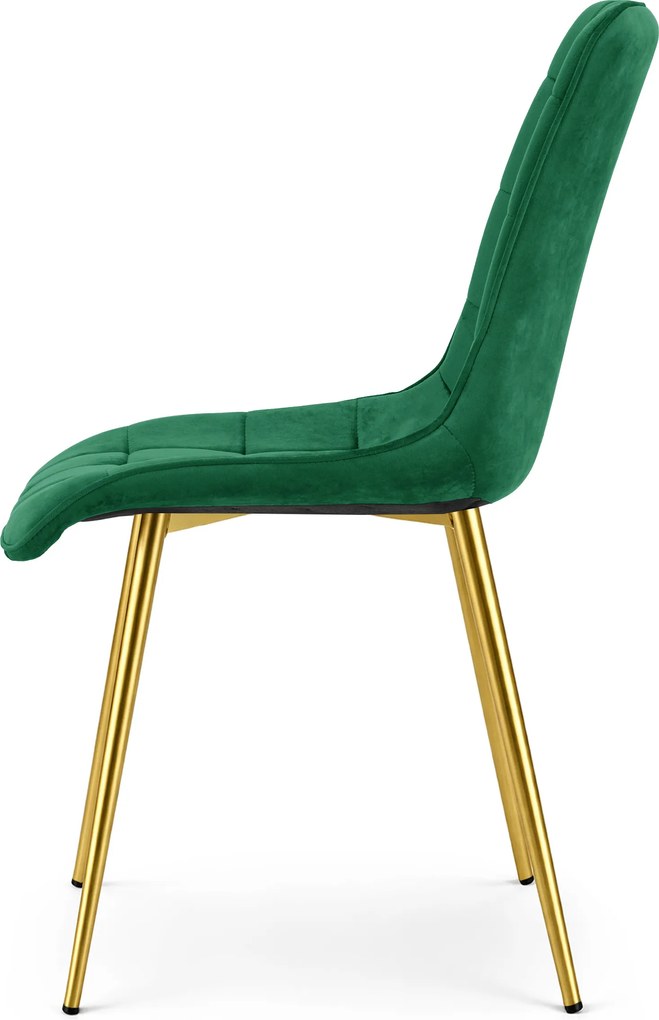 Scaun de dining SPLIT VELVET cu picioare aurii, verde