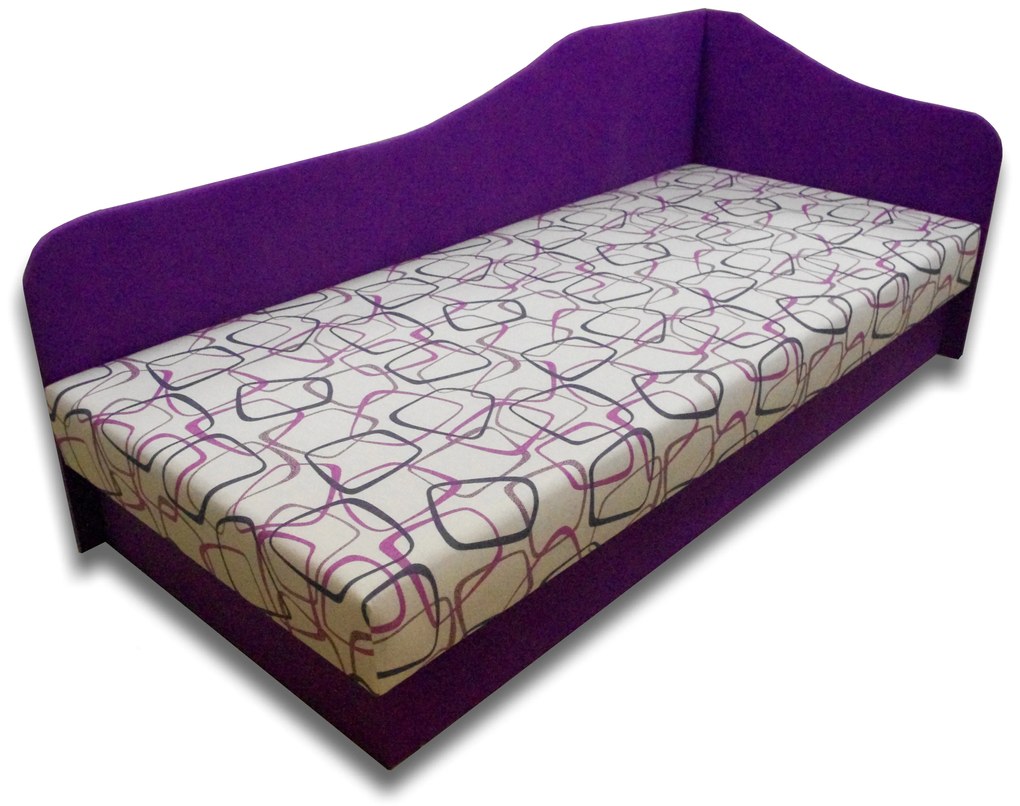 Zondo Pat de o persoană (canapea) 80 cm Lady 87 (violet 49 + Dodo 1058) (D). 793108