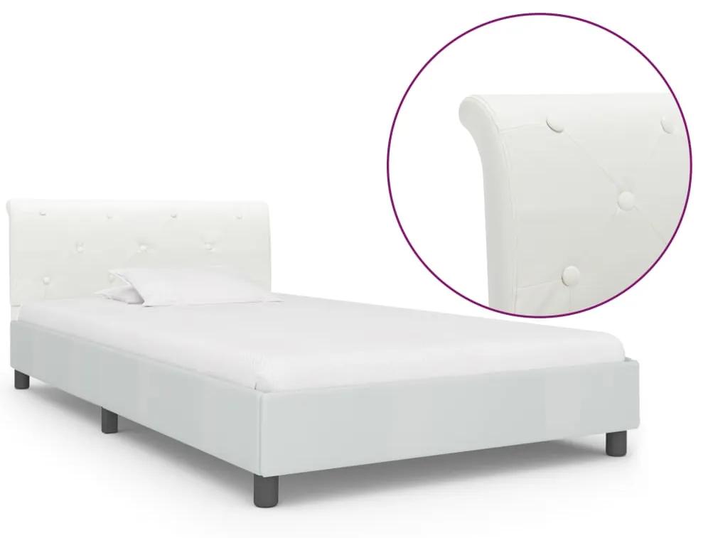 Cadru de pat, alb, 100 x 200 cm, piele ecologica Alb, 100 x 200 cm