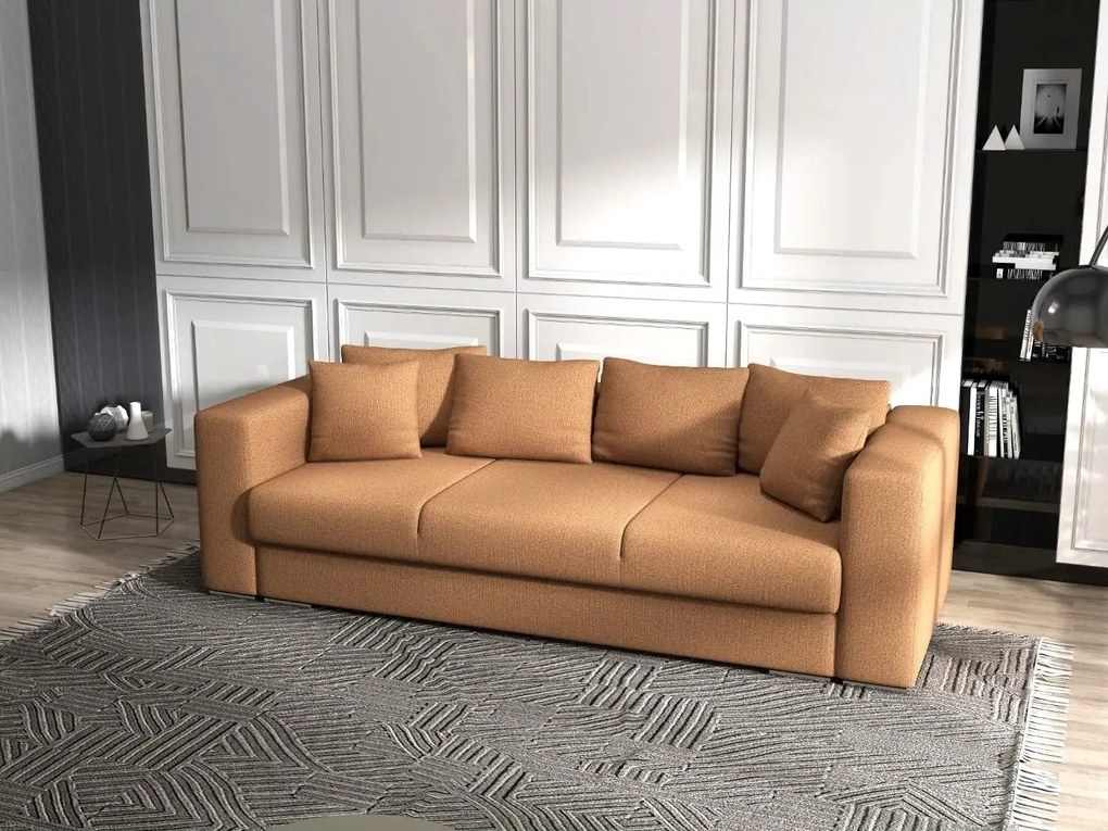 Canapea extensibilă dumonde cu ladă de depozitare si sezut confortabil din spuma high-density, Gloria Enjoy Mango 240x100 cm
