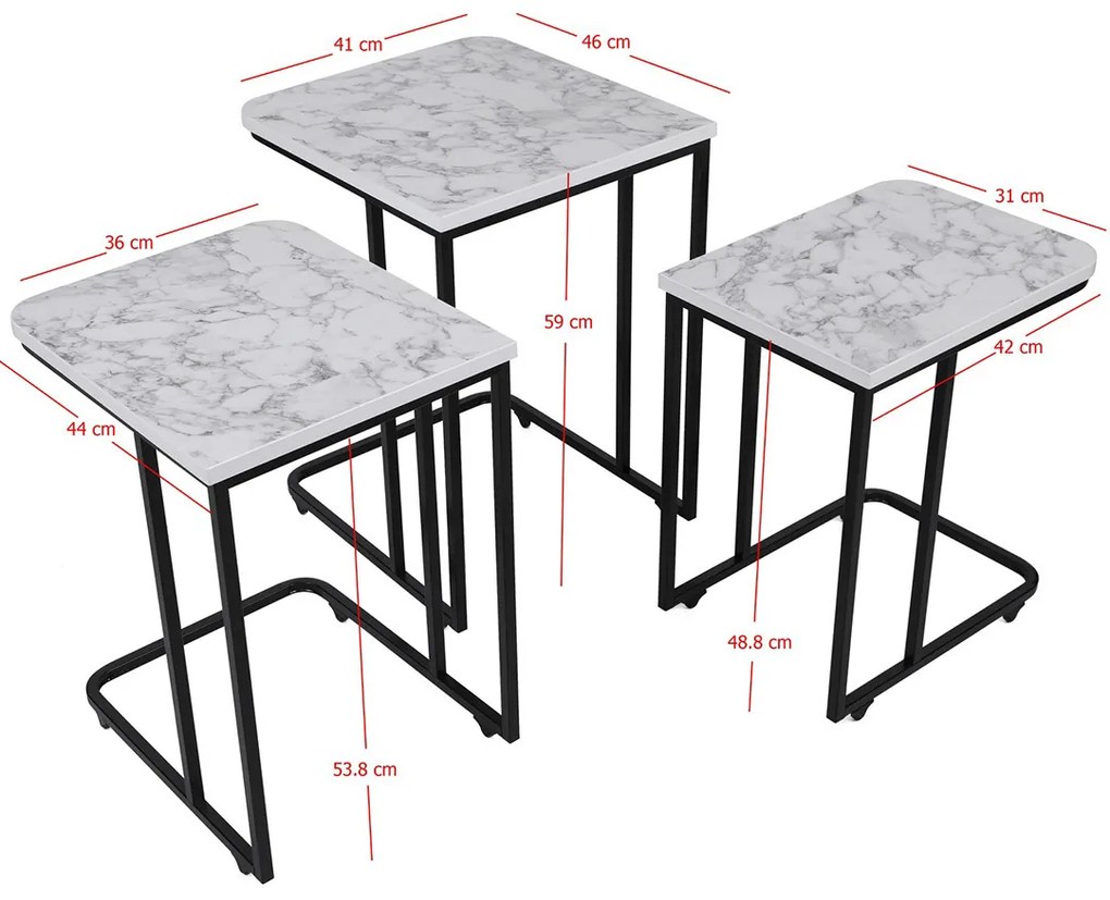 Metal Zigon masă pliabilă, 3 buc