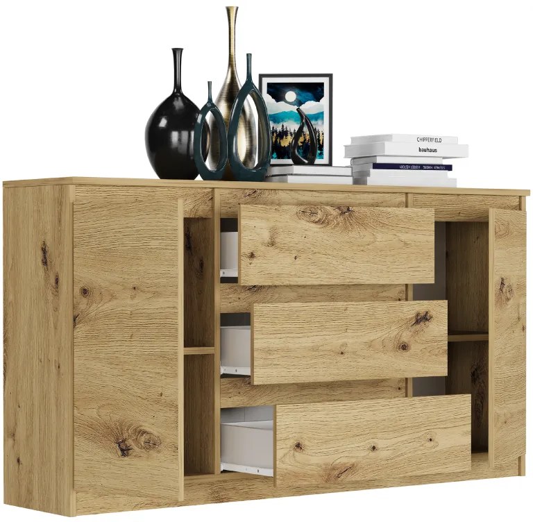 Comoda spațioasă R-140-S3 - diferite variante de culoare artisan mix alb