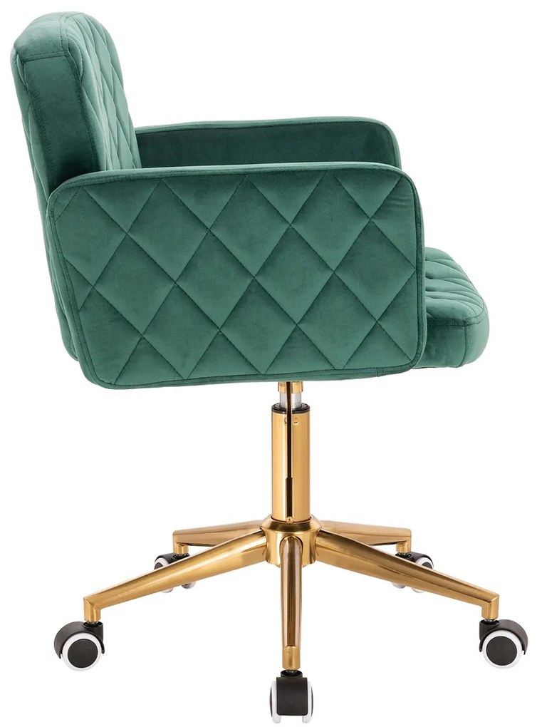 HR802K Scaun Verde din Catifea cu Bază Aurie