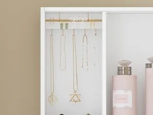 Masuta machiaj cu Oglinda LED si 5 Sertare pentru Cosmetice, Set Masa toaleta 120 cm, Alb, masuta cosmetica, vanity - SEA32