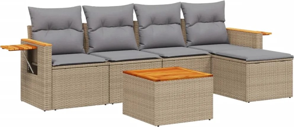 vidaXL Set canapele de grădină cu perne, 6 piese, bej, poliratan