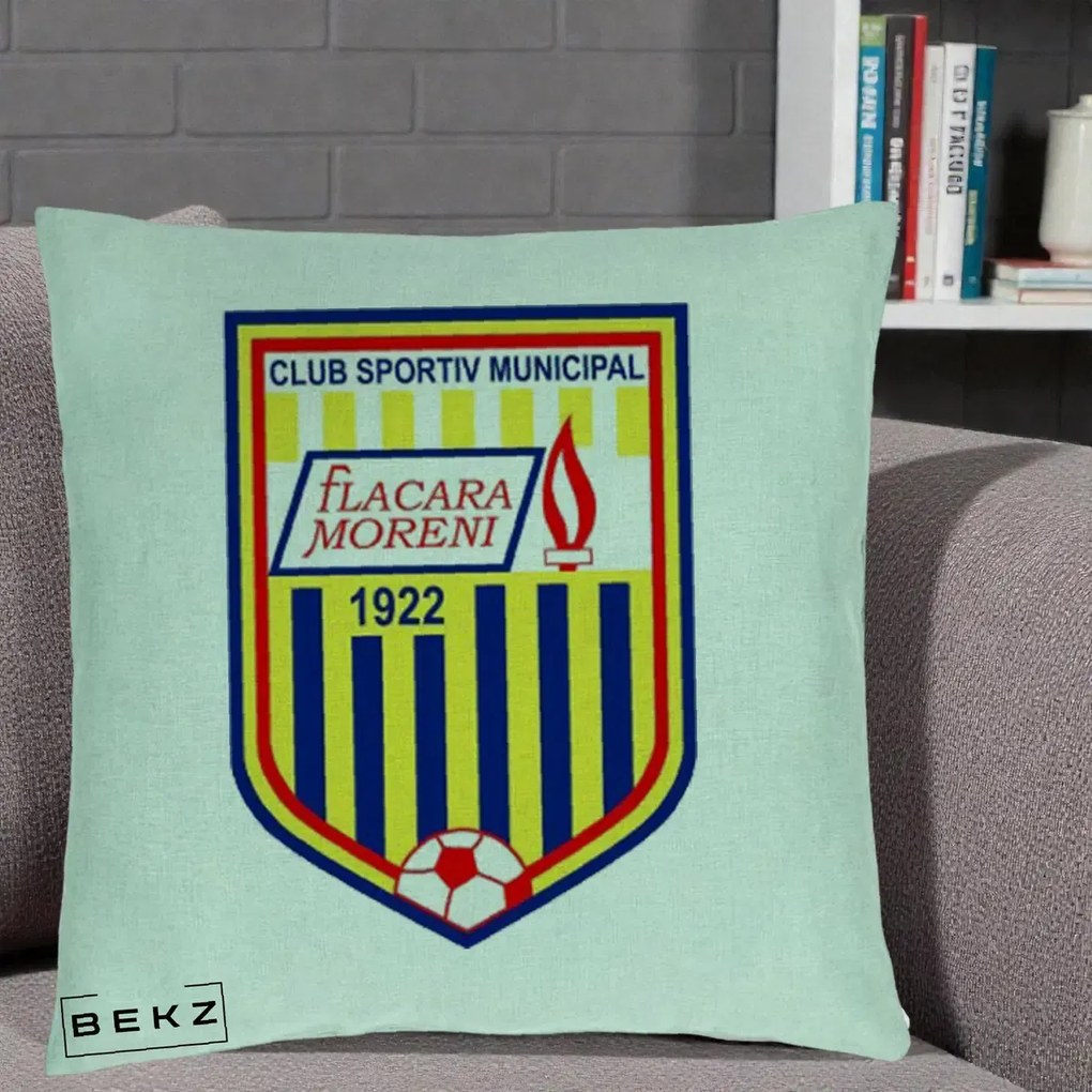 Perna Personalizata CSM Flacara Moreni 1922 Fotbal, 40x40 cm, Verde Menta, Husa Detasabila, Perna Inclusa, BEKZ®