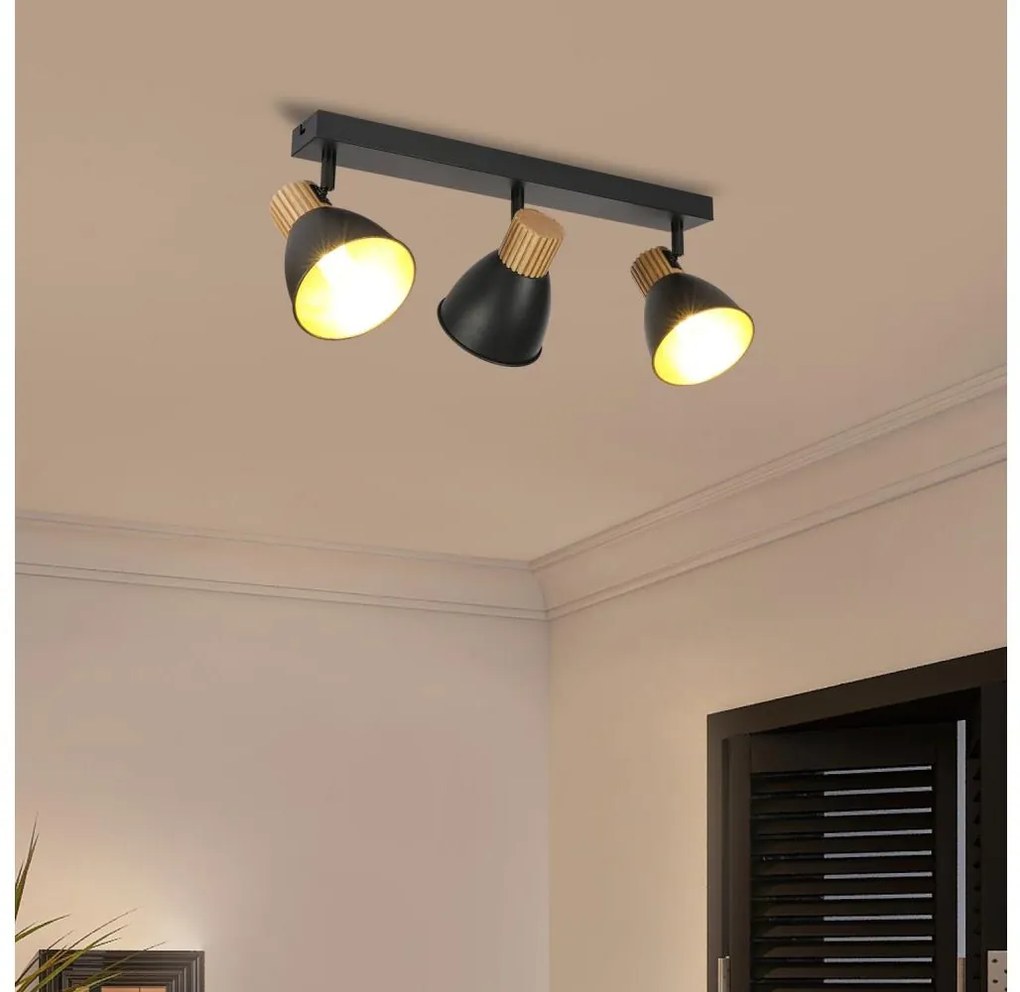 Brilagi - Lampa spot ODENSE 3xE14/10W/230V lemn de cauciuc/negru