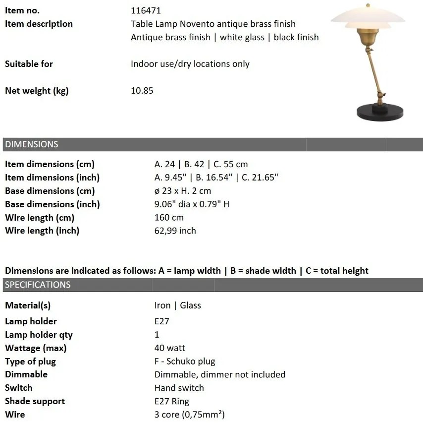Veioza, Lampa de masa design LUX Novento
