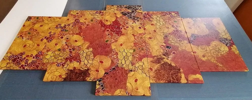 Tablou 5-piese abstract în stilul lui G. Klimt