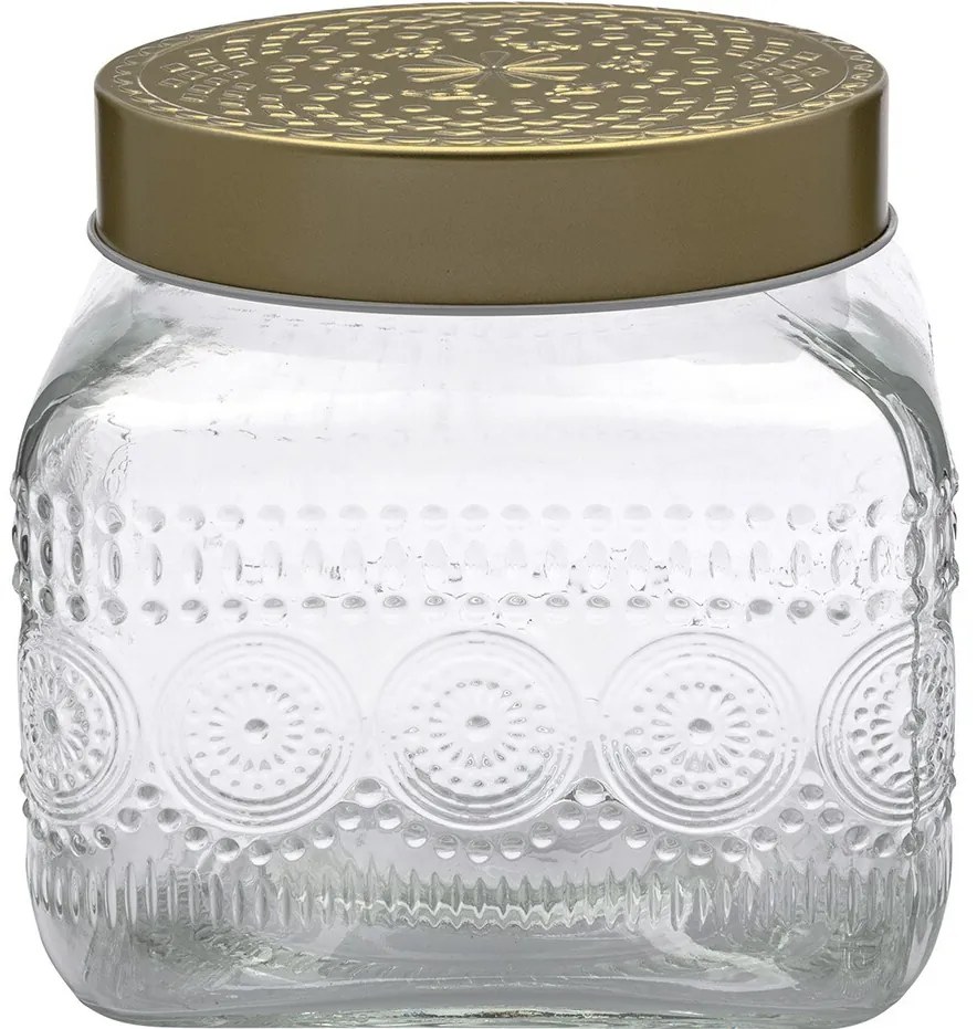 Altom Set de borcane din sticlă cu capac auriu Daisy 1,3 l, 4 buc., 1,3 l