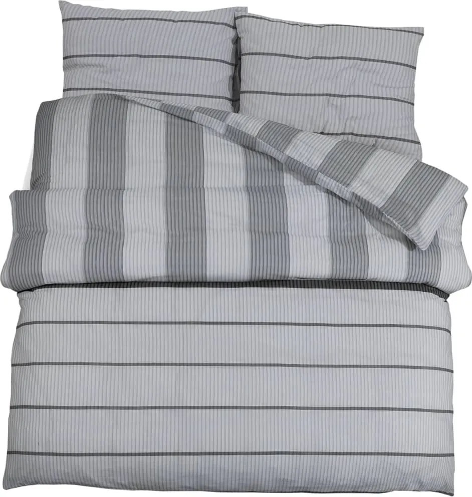 vidaXL Set cu husă de pilotă, gri, 140x200 cm, bumbac