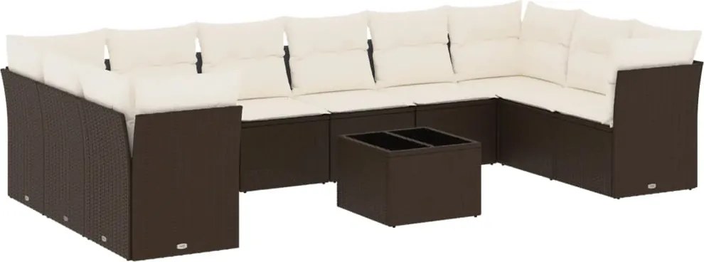 vidaXL Set canapele de grădină cu perne, 11 piese, maro, poliratan