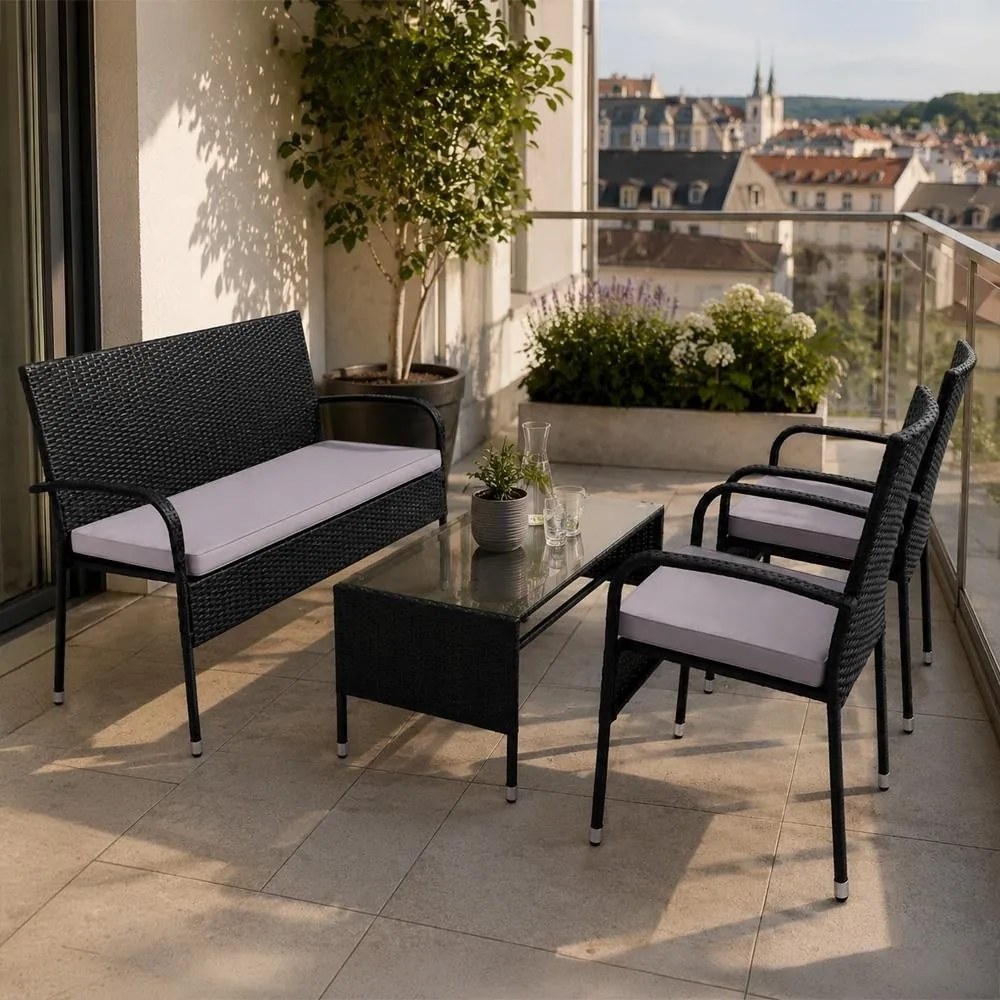Set mobilier de grădină 4 piese Avenberg PARIS Negru