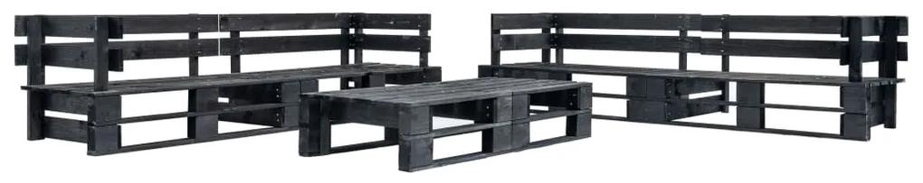 277436 vidaXL Set mobilier de grădină din paleți, 6 piese, negru, lemn