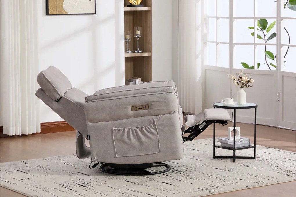 Fotoliu recliner electric dumonde cu funcție de balansare ,rotire și incarcare USB C Tavero